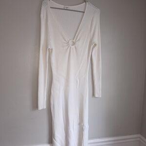 Abercombie And Fitch White Ribbed Knit Dress